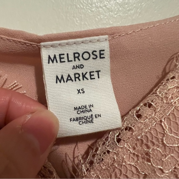 Melrose and Market Blush Pink V Neck Lace Trim Cami Tank Top XSmall NWT - Picture 7 of 7